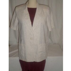 LINEN-BLEND short-sleeve career blazer 8